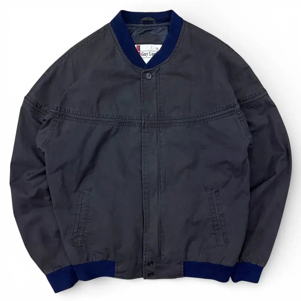 Vintage Guy Loren Black Dark Grey and Navy Bomber Jacket Harrington Southwestern - Picture 1 of 8